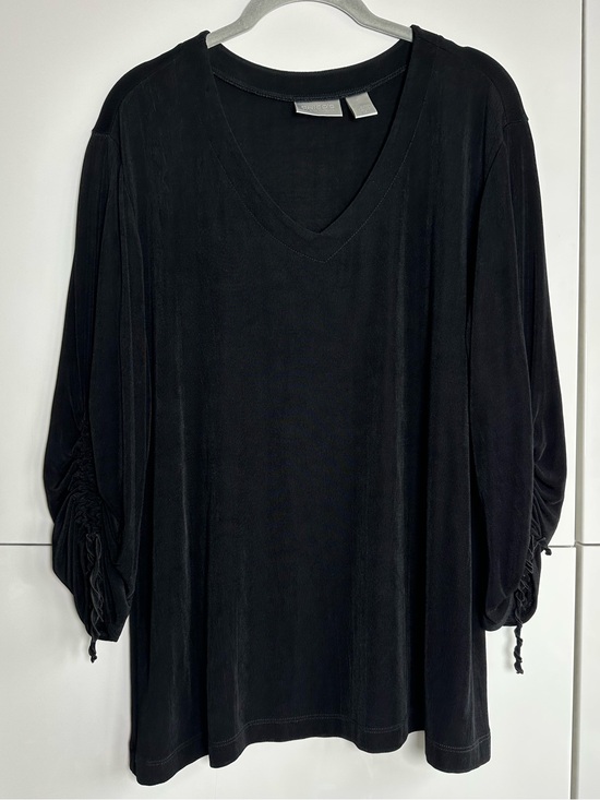 Travelers by Chico's Tops - Chicos Travelers Pullover Blouse 3/4 Scrunch Sleeves Black Size 3 (XL) Easy Care